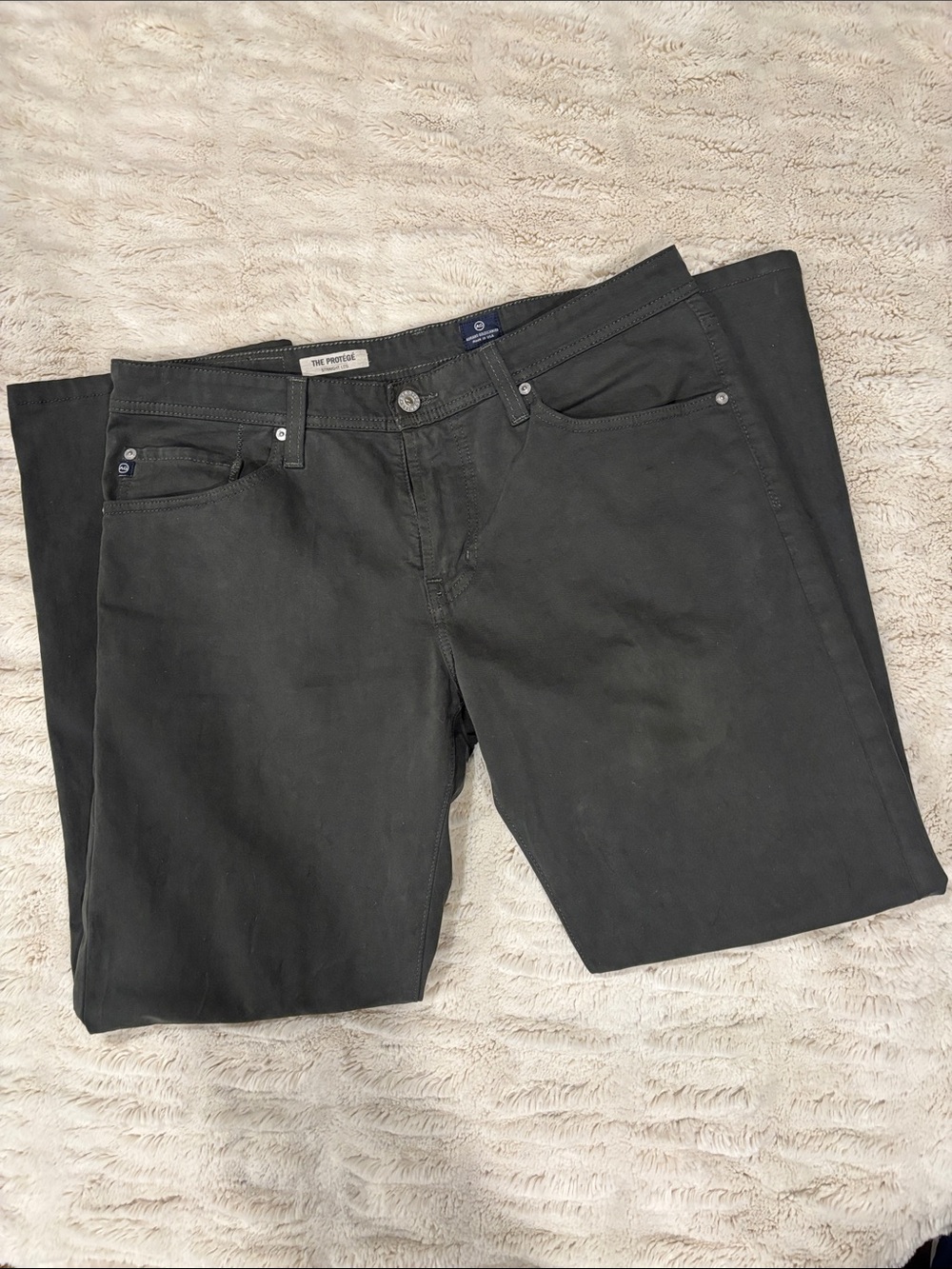 Ag Adriano Goldschmied Dark Green The Protege Straight Leg 33 Waist 34 Length